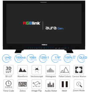 RGBLINK AURA MONITOR BROADCAST 32'' 4x 12G-SDI 8K/4K BATERIA INCLUIDA