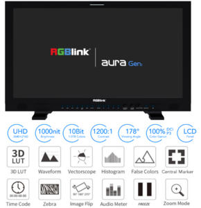 RGBLINK AURA MONITOR BROADCAST 23.8'' 4x 12G-SDI 8K/4K BATERIA INCLUIDA