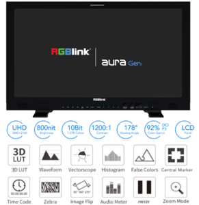 RGBLINK AURA MONITOR BROADCAST 27'' 4x 12G-SDI 8K/4K BATERIA INCLUIDA