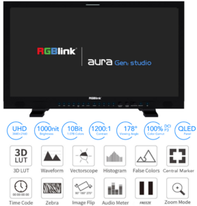 RGBLINK AURA STUDIO MONITOR BROADCAST 32 4x12G-SDI 8K/4K BATERIA INCLUIDA