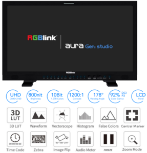 RGBLINK AURA STUDIO MONITOR BROADCAST 27 4x12G-SDI 8K/4K BATERIA INCLUIDA